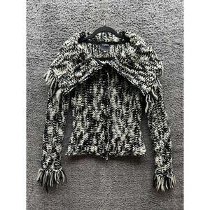 Tomaso‎ Stefanelli Shawl Collar Knitted Cardigan Black & White Womens Size 40